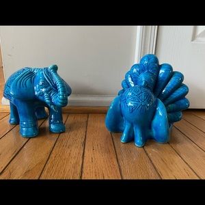 Blue Ceramic Peacock